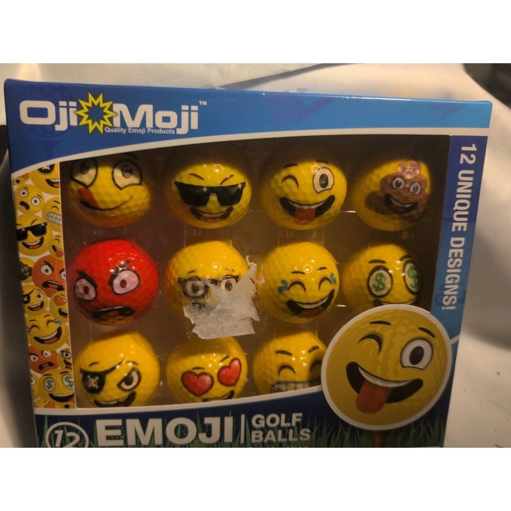 12 NEW EMOJI OJI MOJI Dual Layer YELLOW Golf Balls - Picture 2 of 2